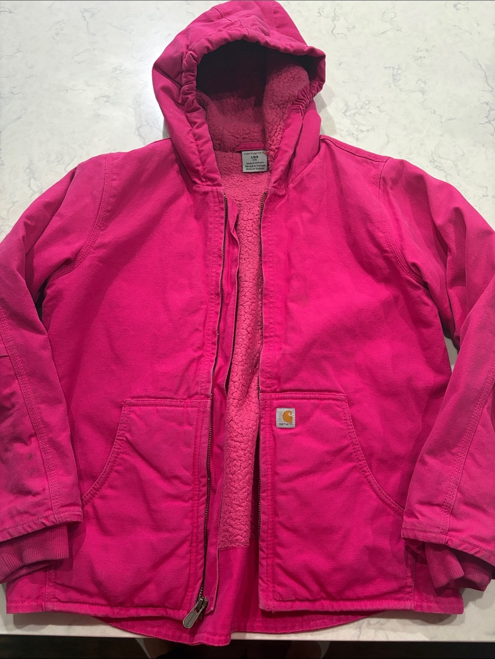 Carhartt Kids' Hot Pink Hooded Sherpa Jacket